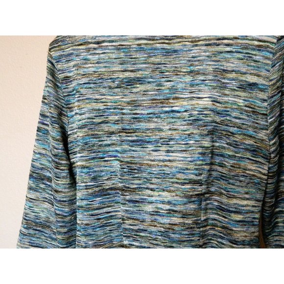 Chico's 0 Jacket S 4/6 Multi Color Blue Weave Pattern 3/4 Sleeve Polyester - Picture 7 of 9